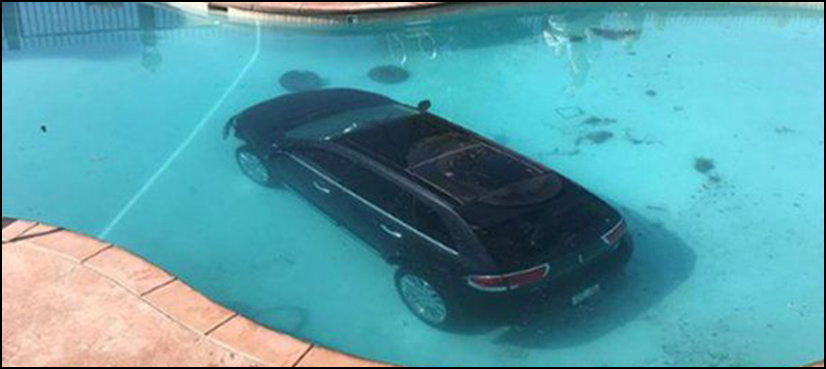 COLORADO - car crashes in pool