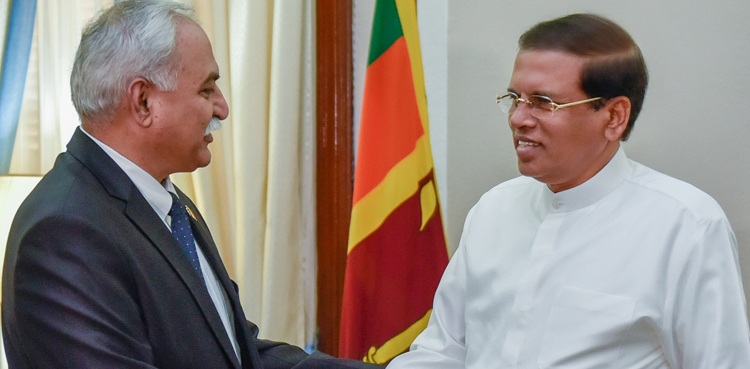 Shahid Ahmad Hashmat Maithripala Sirisena meeting
