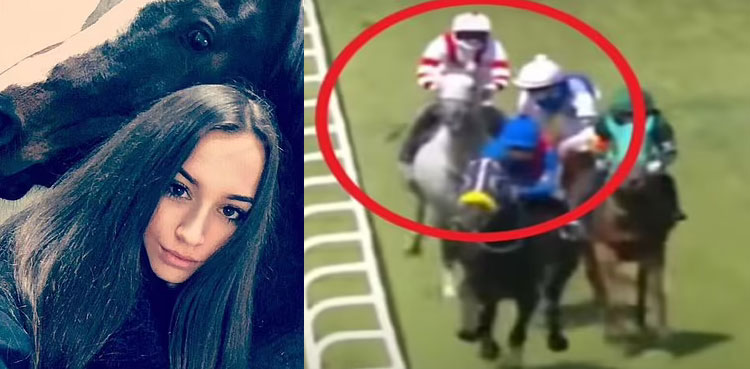 Jockey die fall race