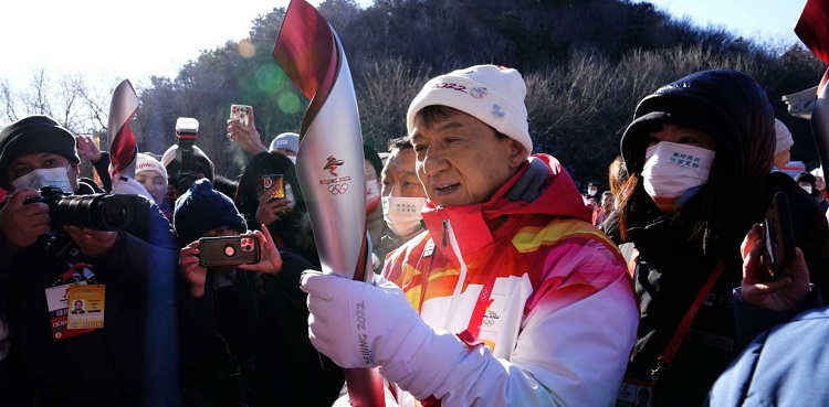 Jackie Chan with olympic flame