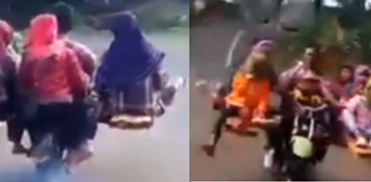 Man Jugaad, carrying eight people, bike