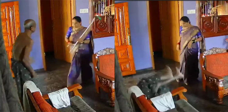 Woman beats father-in-law, viral video